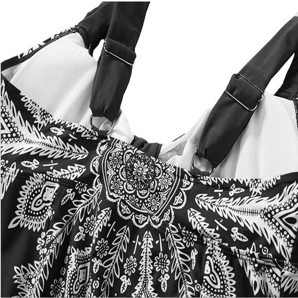 Plus 2pc Paisley Print Swimdress Womens Size 20 Teal Wide Strap Swimsuit Set - Picture 9 of 11